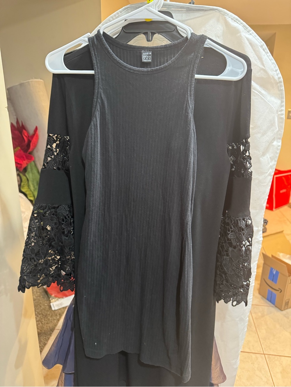 SHEIN Black Ribbed Crewneck Tank Top Dress